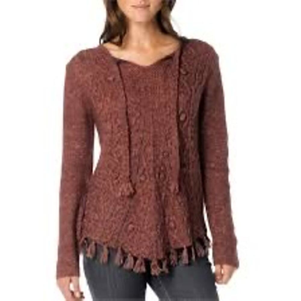 Prana Women's Size Small Wool Blend Pullover Sweater Fringe Shelby Poncho